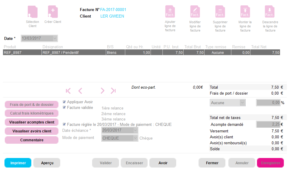 Exemple de facture INSTANT-GESTION me PREMIUM 2022