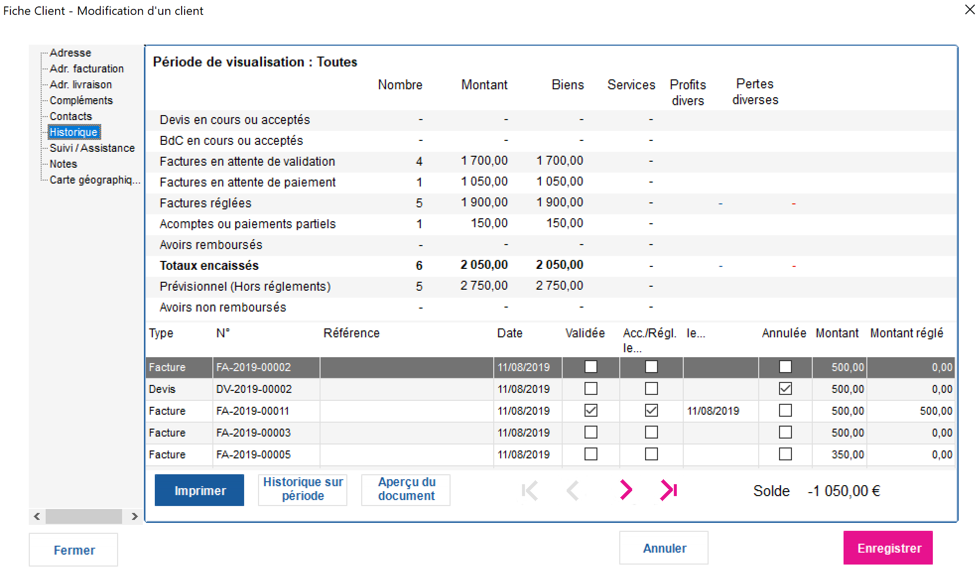 Historique client